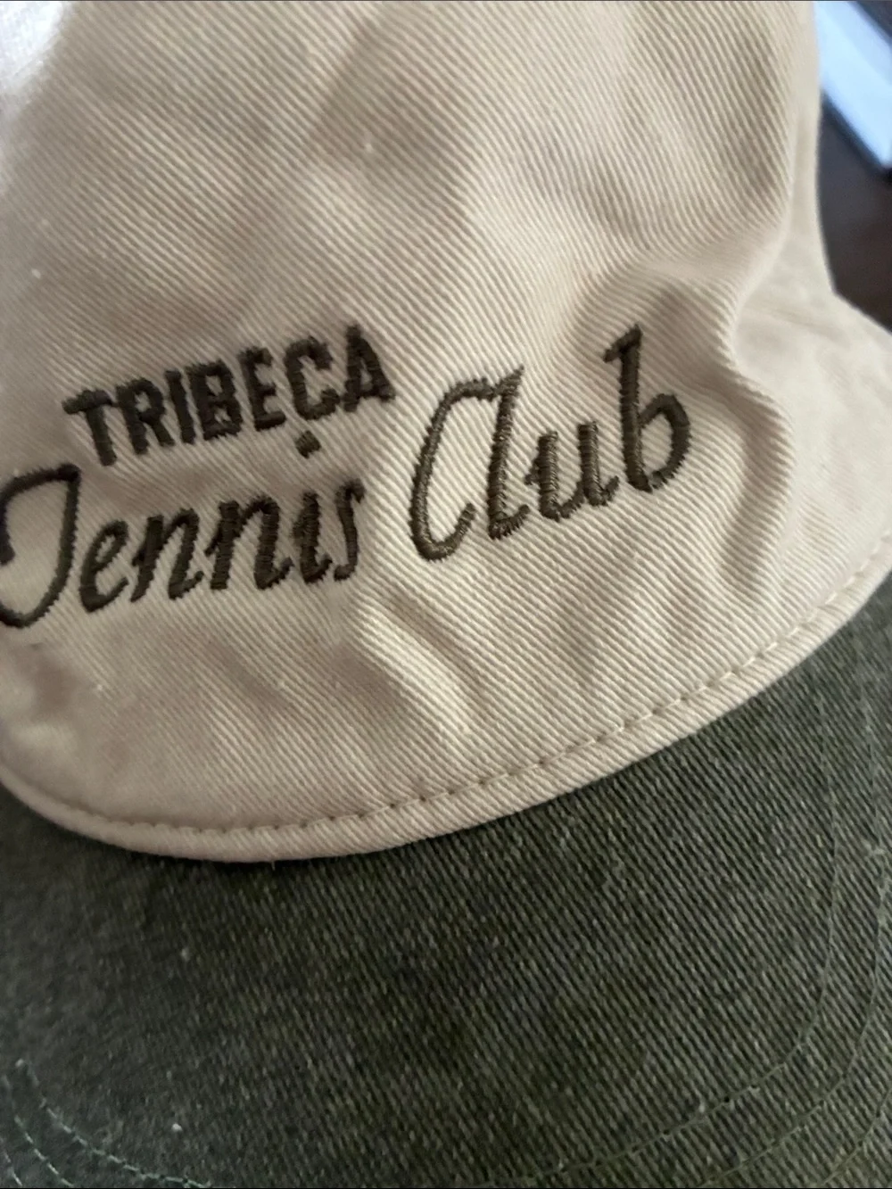 Tennis Club Two-Tone Baseball Cap - Cream & Olive